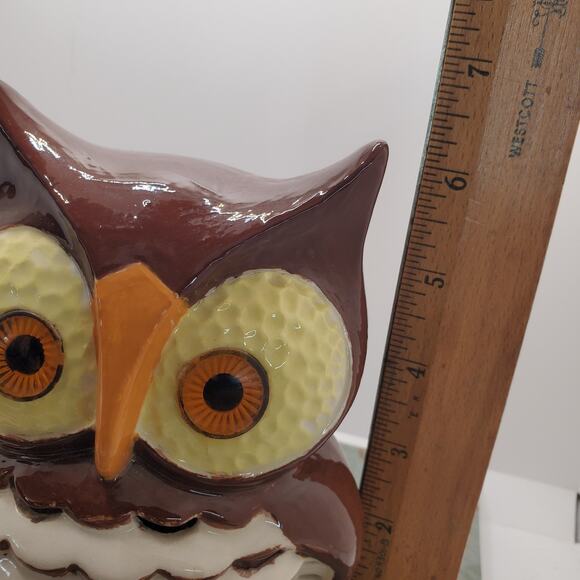 Vtg Ceramic Brown Owl Bedside Night Light Up Eyes 6 Inch Electric Switch Lamp - Picture 12 of 15